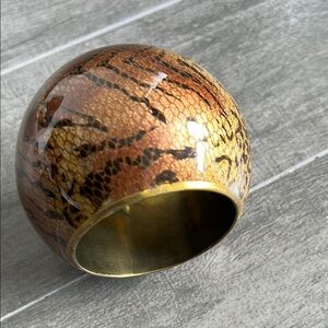 Gold and Brown Textured Cuff Bracelet with Organic Patterns
